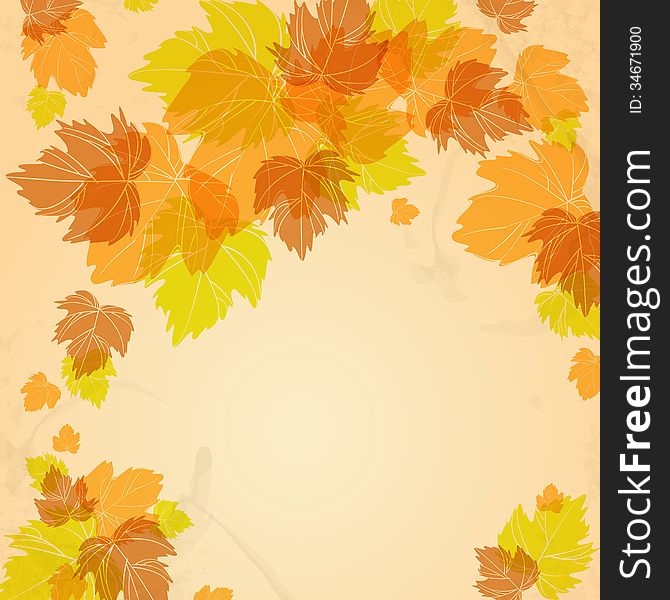 Autumn Background With Leaves. Vector Illustration. Eps 10.