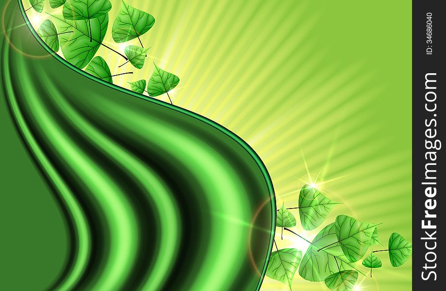 Eco Green Background With Leaves. Vector Illustration. Eps 10.