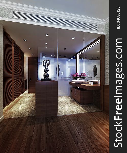 Modern bathroom interior, 3d rendering