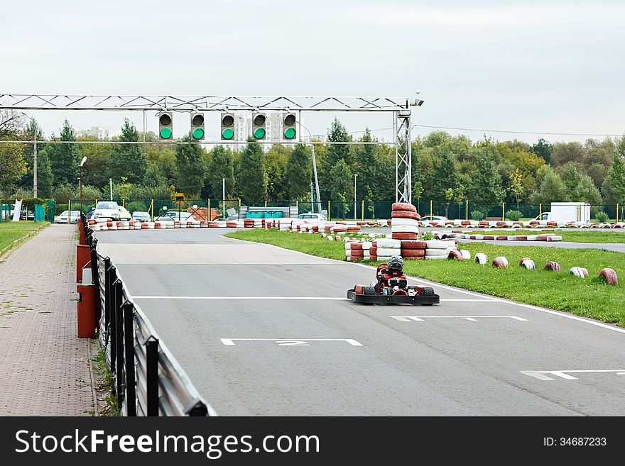 Car on the track karting outdoors