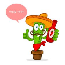 Cactus Holds Hot Sauce Royalty Free Stock Images Cactus Holds Hot Sauce Royalty Free Stock Images