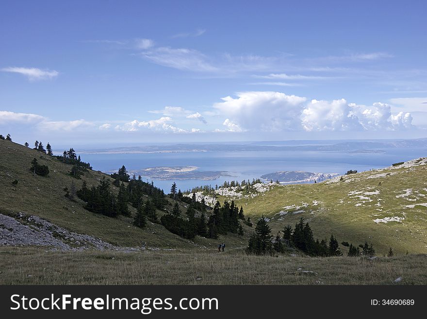 View on the islands in the Adriatic sea from Velebit National Park in Croatia. View on the islands in the Adriatic sea from Velebit National Park in Croatia