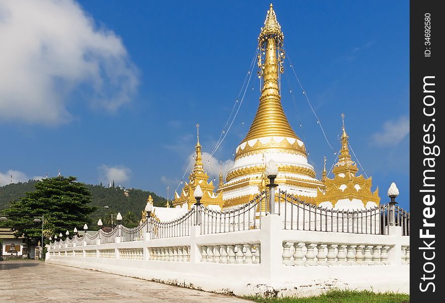 Thailand Gold Stupa in Mae Hong Son. Thailand Gold Stupa in Mae Hong Son