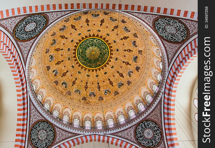 Interior shot of the Suleymaniye Camii, Istanbul, Turkey. Interior shot of the Suleymaniye Camii, Istanbul, Turkey