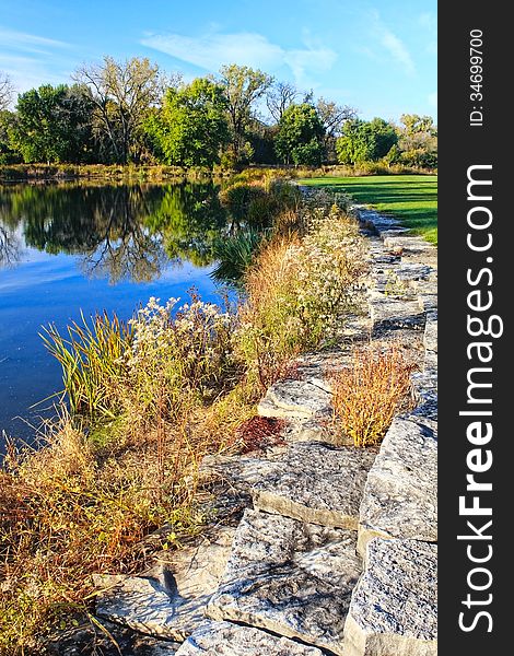 Autumn landscape on the lake. Autumn landscape on the lake