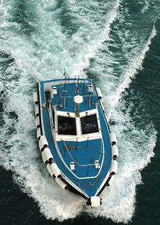 Boat Sailing Full Speed Stock Photo