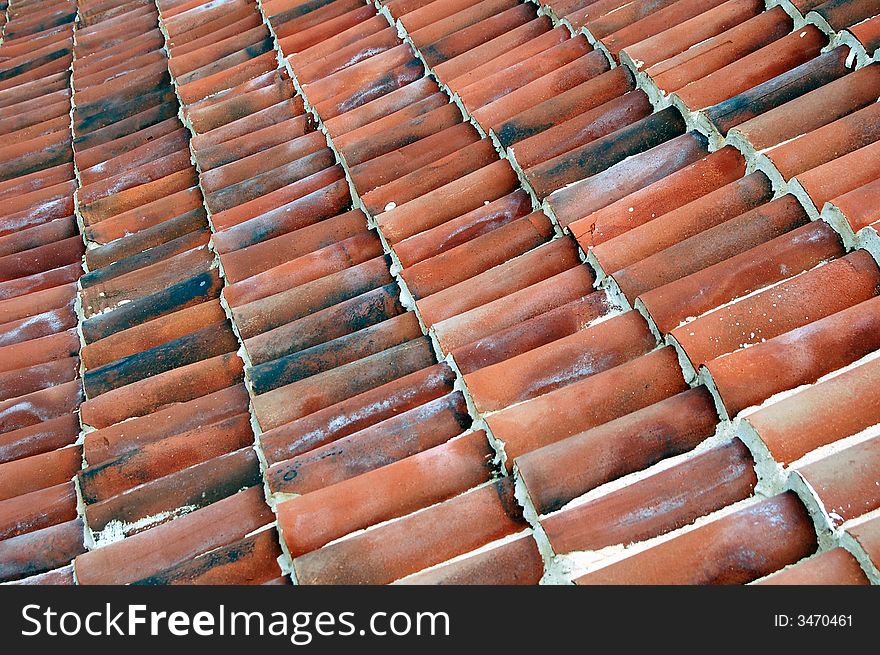 Red spanish roof tiles, Fuerteventura.
