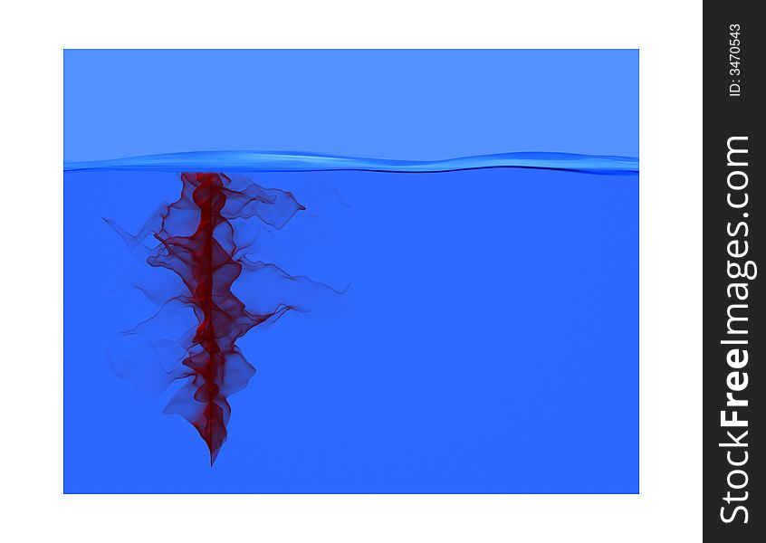 Red ink in water illustration