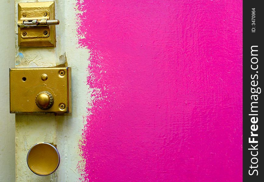 Pink door. gold color. vintage)