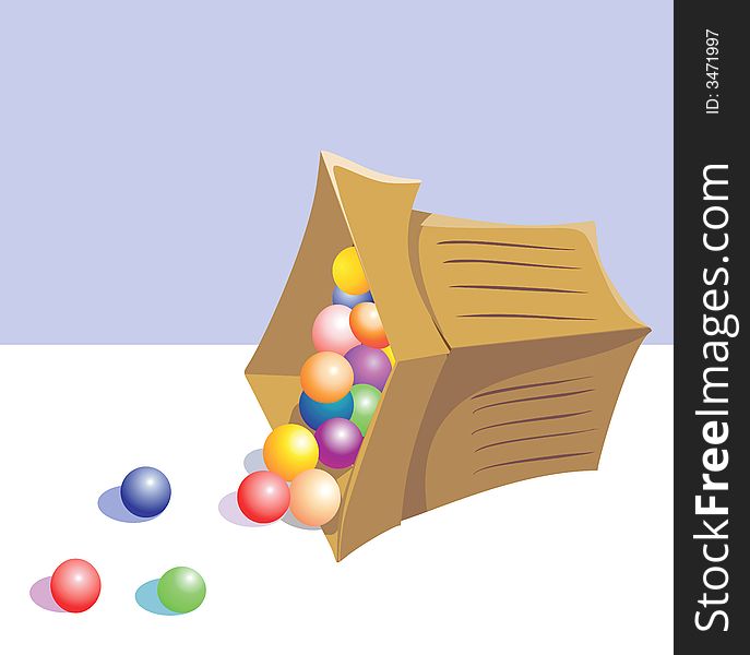 Illustration ofColour candies in a basket