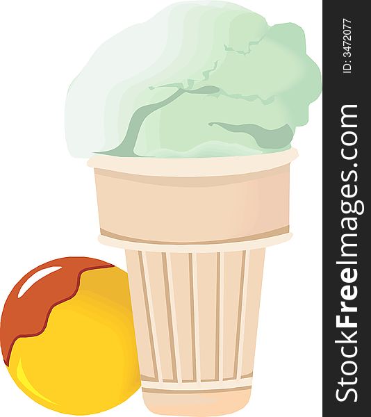 Illustration of cup and ball ice cream