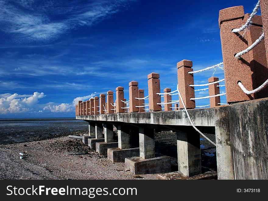 Beautiful focus a port jetty image at malaysian