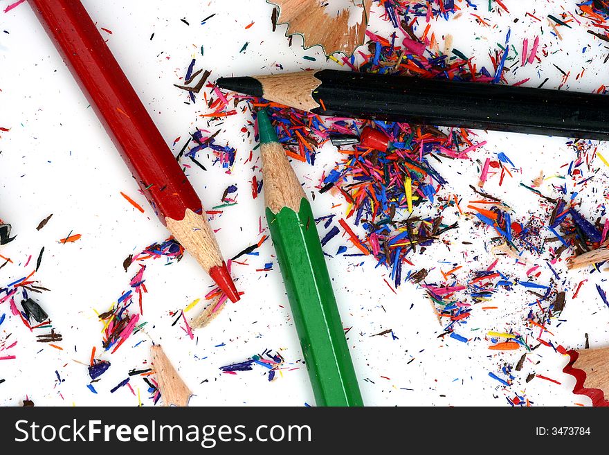 Pencil Shavings isolated in white background