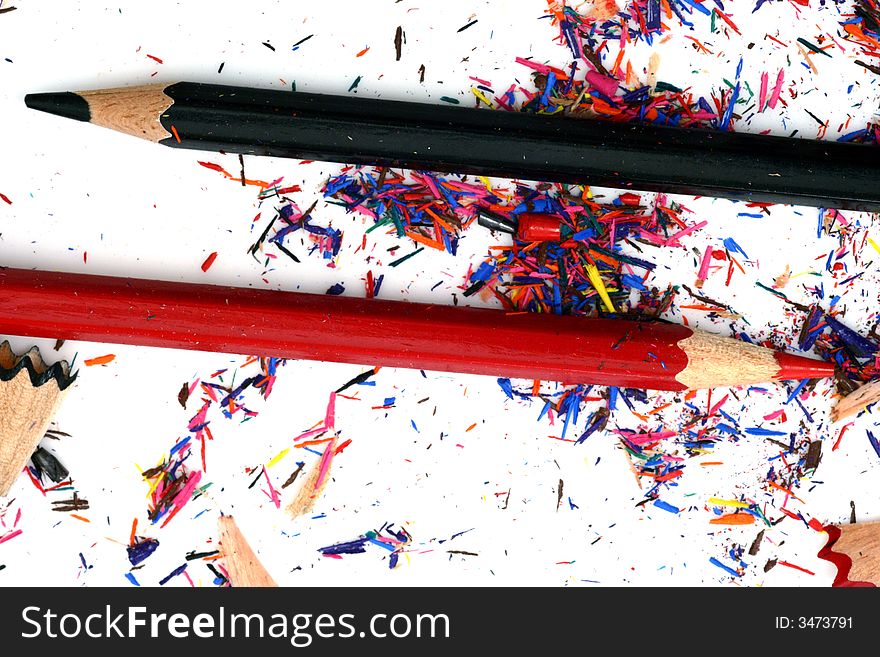 Pencil Shavings isolated in white background