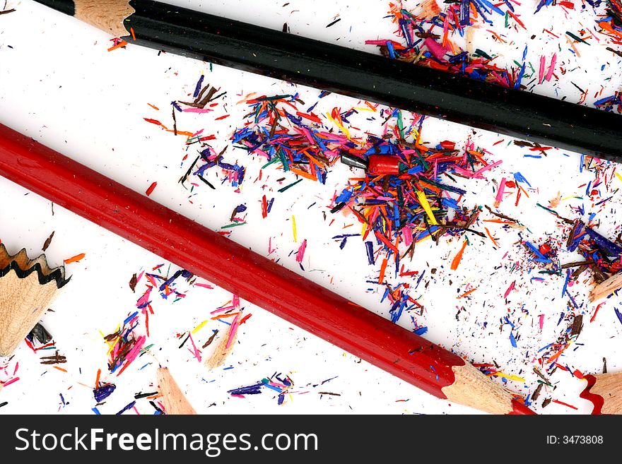 Pencil Shavings isolated in white background