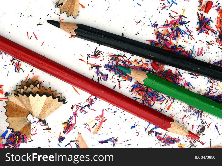 Pencil Shavings isolated in white background