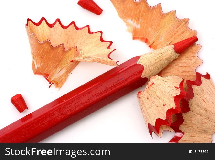 Pencil Shavings isolated in white background