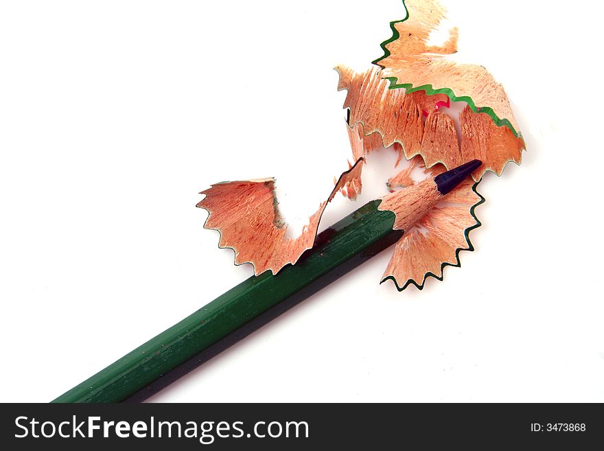 Pencil Shavings isolated in white background