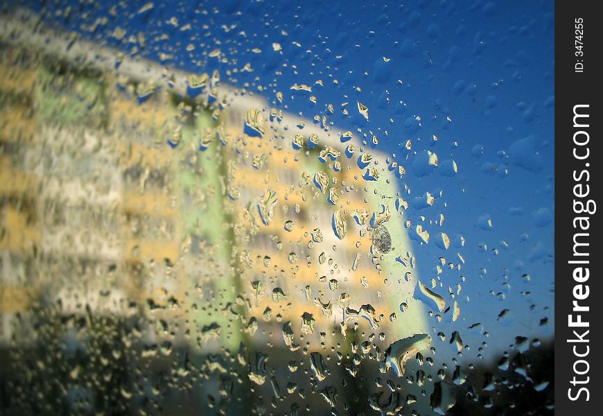 Dripped Of Rain On Window