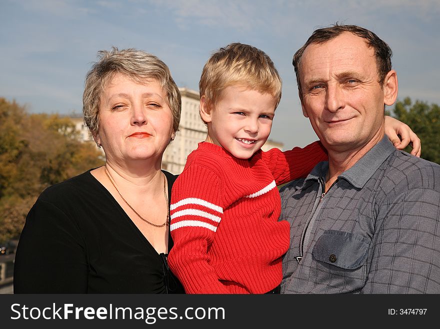 Grandmother and grandfather with grandson. Grandmother and grandfather with grandson