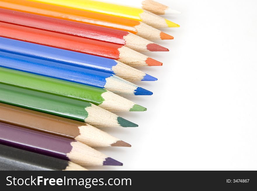 Isolated colour pencils on white background