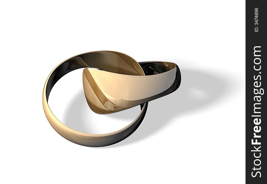 3d rendered golden rings with soft shadow
