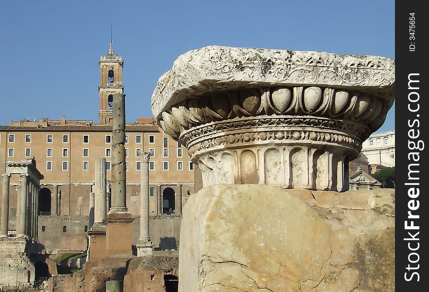 The Via Sacra (holy street) between imperial forum and palatine hill in Rome. The Via Sacra (holy street) between imperial forum and palatine hill in Rome