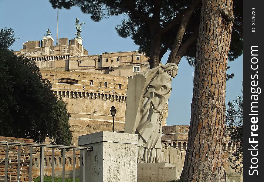 A lateral view of St. Angel Castle in Rome