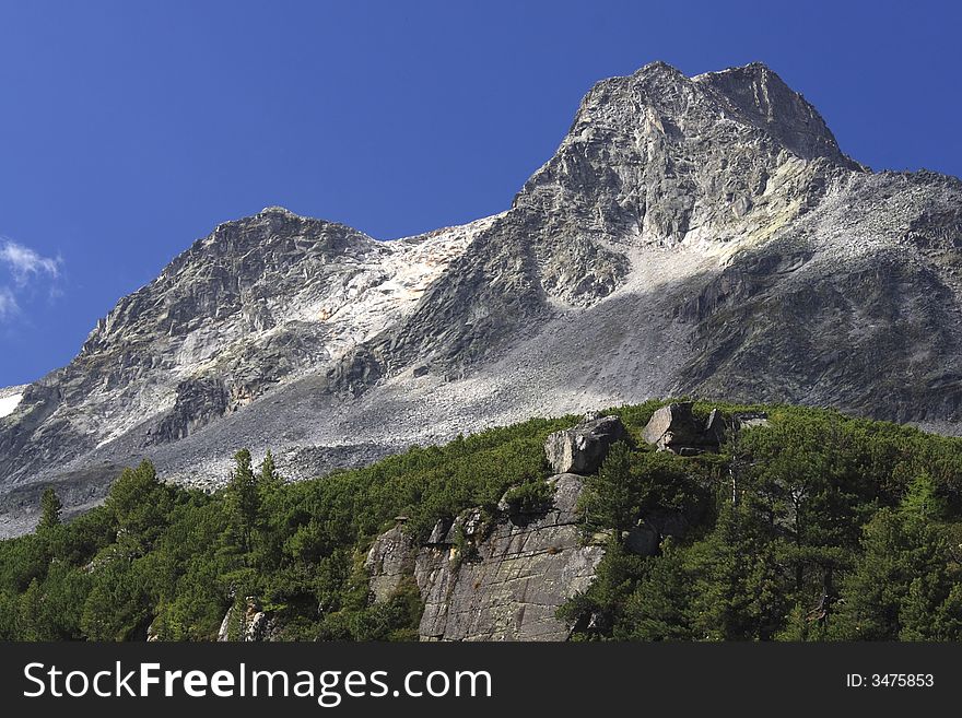 Alpine Peak With Blue Sky