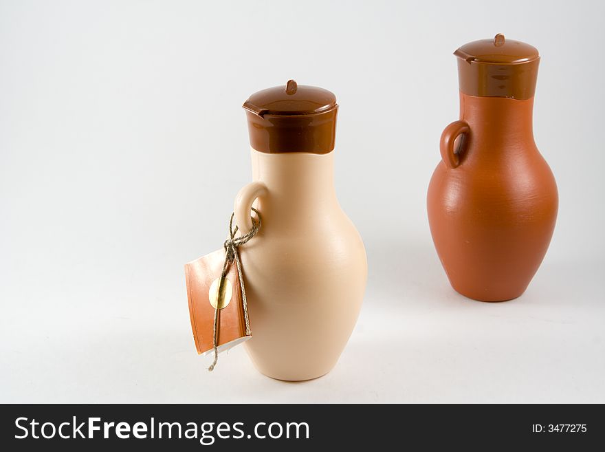 Two bottles on white background