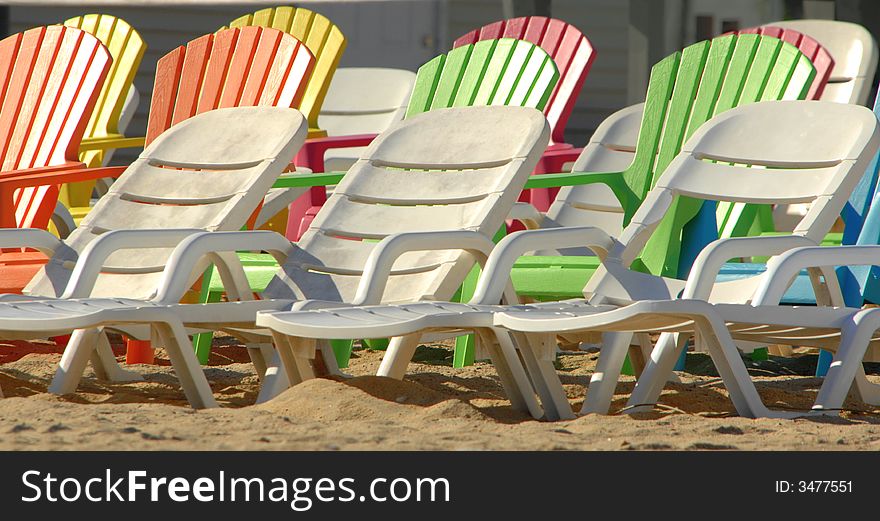 Rows Of Colored Beach Chairs