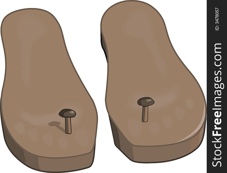 Illustration of antique Wooden Footwear