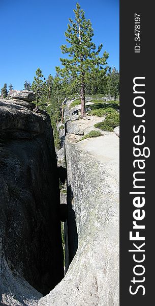 Panoramic view of a huge Fissure at Taft Point, Yosemite NP