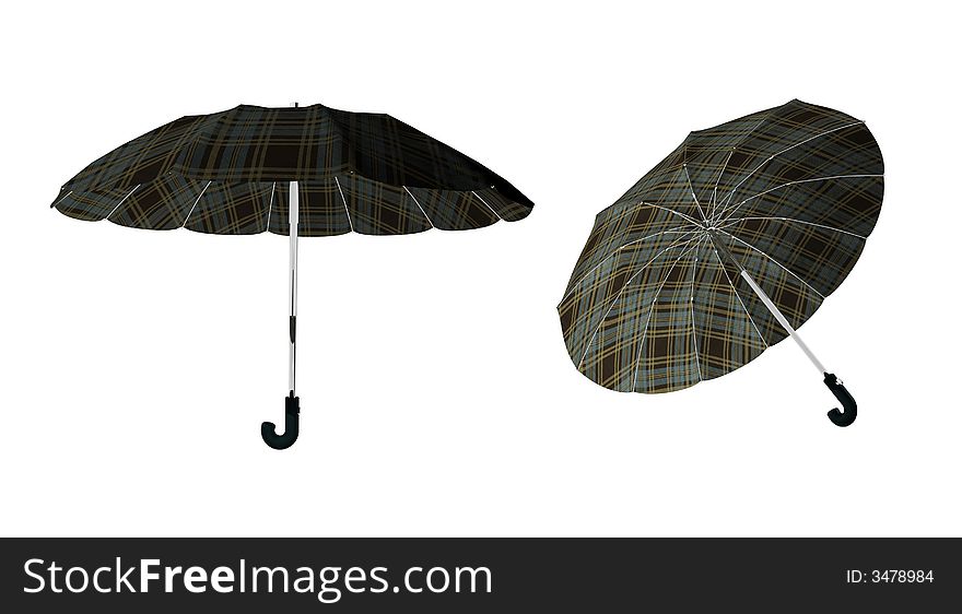 Two male umbrellas on the white background