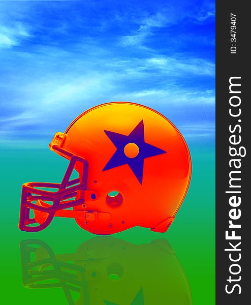 American football protective helmet in green