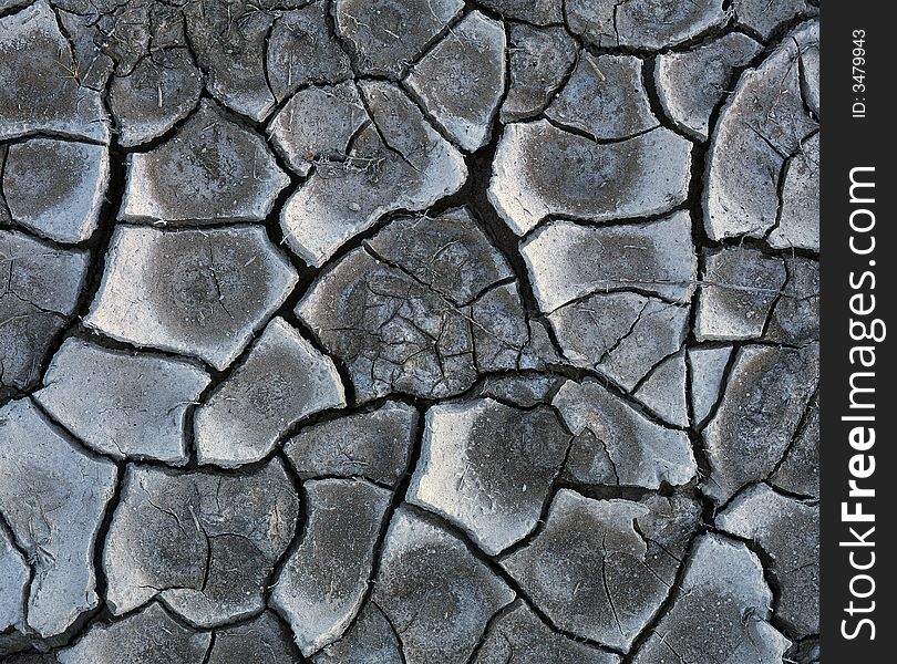 A close up of dry cracked mud