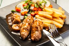 Beef Rolls With French Fries Stock Photography Beef Rolls With French Fries Stock Photography