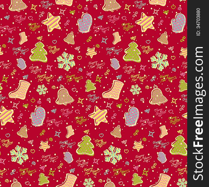 Christmas seamless background. Vector illustration. Christmas seamless background. Vector illustration.