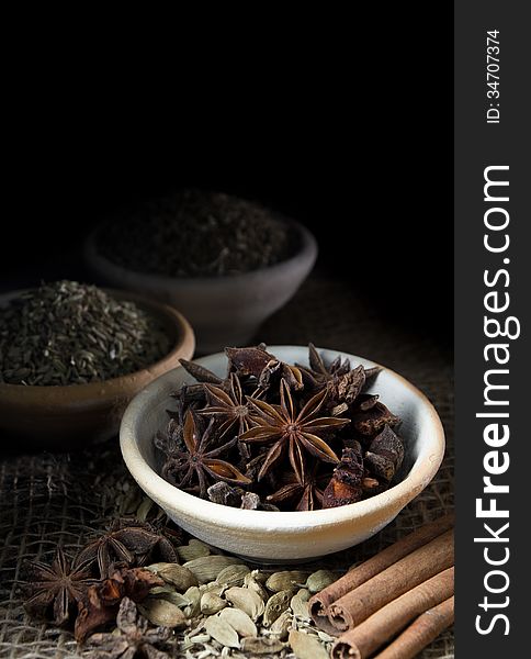 Cooking ingredients,spices on wooden table. Cooking ingredients,spices on wooden table