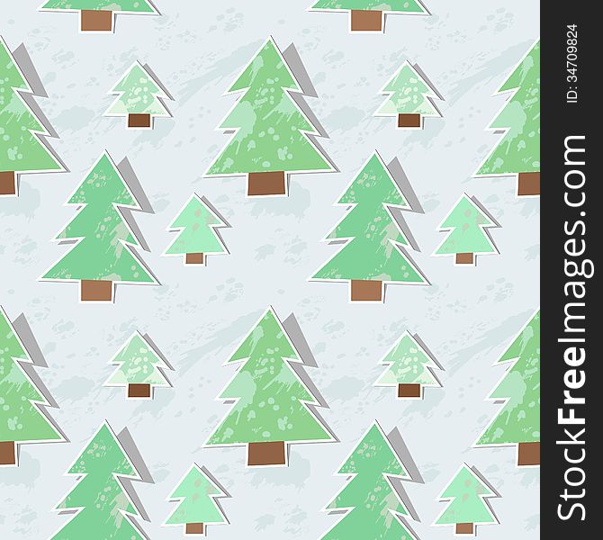 Seamless pastel grungy texture with stylized fir trees. Seamless pastel grungy texture with stylized fir trees