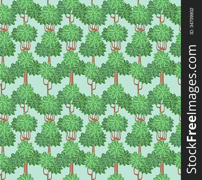 Seamless vertical pattern with stylized green trees. Seamless vertical pattern with stylized green trees
