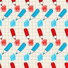 Seamless Background With Colored Pencils Royalty Free Stock Photography
