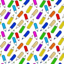 Seamless Pattern Of Many Colored Pencils Stock Photos