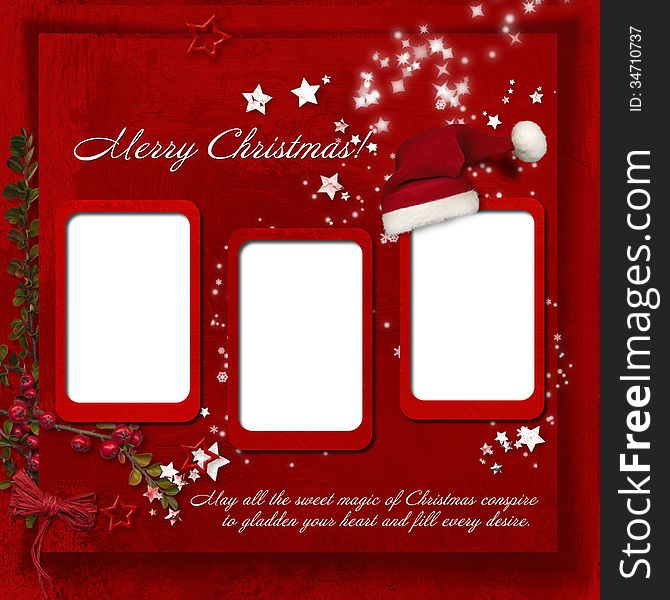 Christmas beautiful vintage background with photo-frames. Christmas beautiful vintage background with photo-frames