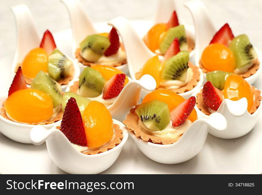 Delicious Fruit Tart Witth Peach And Strawberries