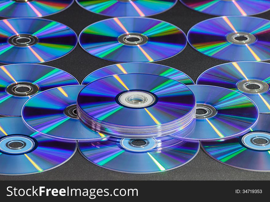 CD or DVD disc over gray background