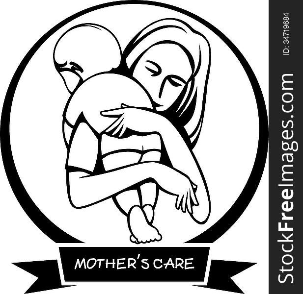 Silhouette icon sign a mothers care, illustration by design EPS10. Silhouette icon sign a mothers care, illustration by design EPS10.