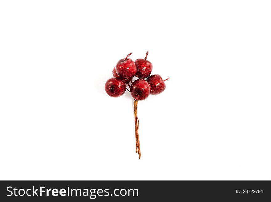 Red Christmas toys on a white background. Red Christmas toys on a white background