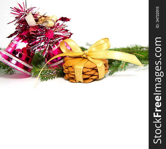 Xmas tree with toys on a white background. Xmas tree with toys on a white background