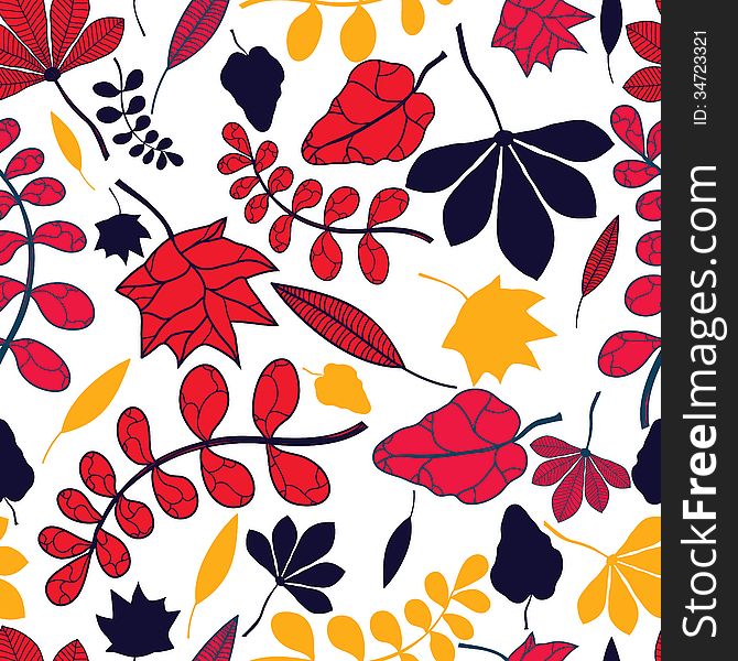 Seamless Autumnal Leaves Pattern